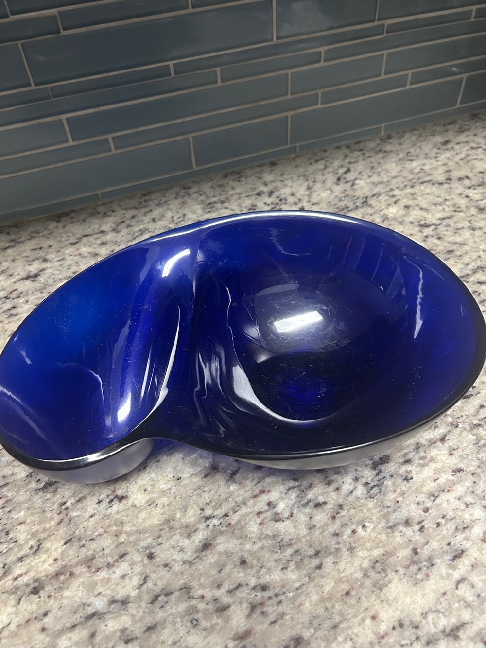 WOVO Chip & Dip Bowl in Sapphire Blue 14 3/8” X 10” made in the 80s